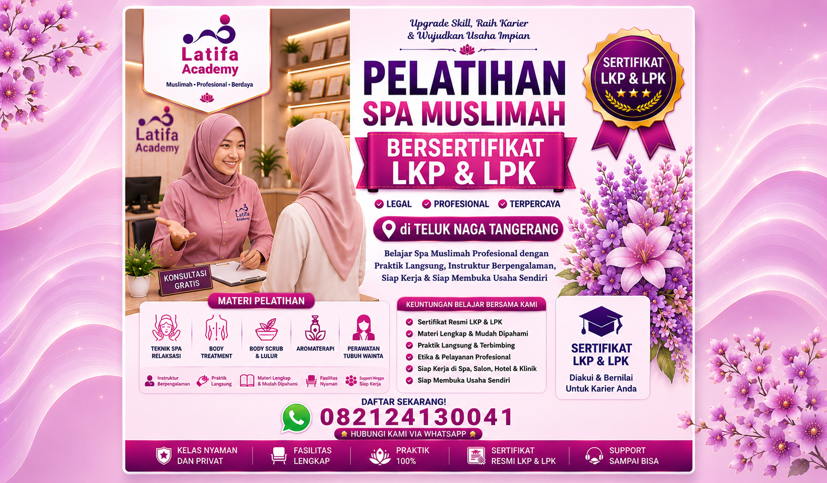 Pelatihan Spa Muslimah Bersertifikat LKP dan LPK di Teluk Naga Tangerang 082124130041
